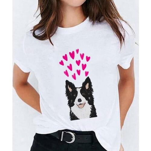 Women Graphic Dog Paw Cartoon Pet Cute 90s Clothing Summer Spring Lady Clothes Tops Tees Print Female Tshirt T-Shirt