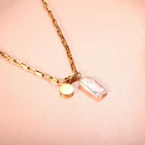 ZMFashion Natural Shell Bead Necklace Pendant Lady Necklace Stainless Steel Personalized Clavicle Chain Aesthetic Jewelry Gift