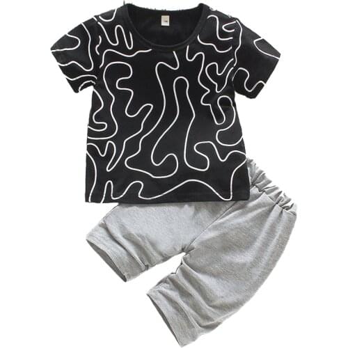 2021 New Summer Fashion Boys Casual Clothing Sets Kids Boy Top+Shorts Outfit 2Pcs Boy Set Suit Children Clothes for 2-6 Years