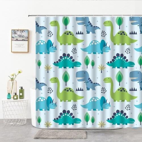 3D Printing Cartoon Shower Curtain Bath Screen Bathroom Curtain Home Decoration Multi-size Shower Curtain Dinosaur Dolphin Hippo