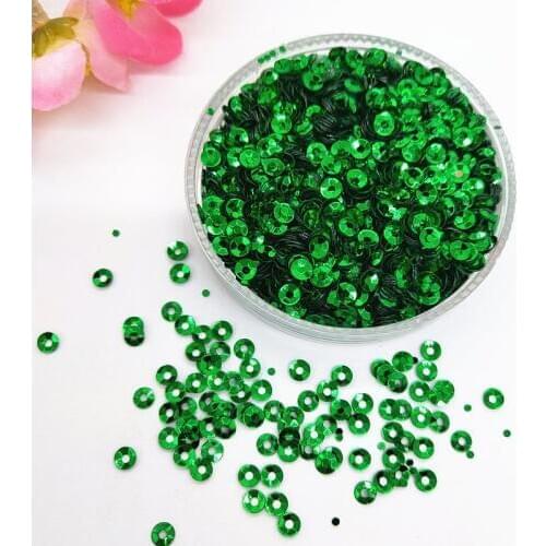 40g(11000pcs) 3mm Green Deep Cup Sequins Round Paillette Wedding Crafts,DIY Accessory Nail Art Confetti