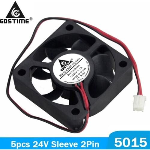5PCS Gdstime 50mm 50x50x15mm Fan 5015 DC 24V Cooling Fan 2Pin 5cm PC Laptop Computer Industrial Cooler Fan Heatsink Fans