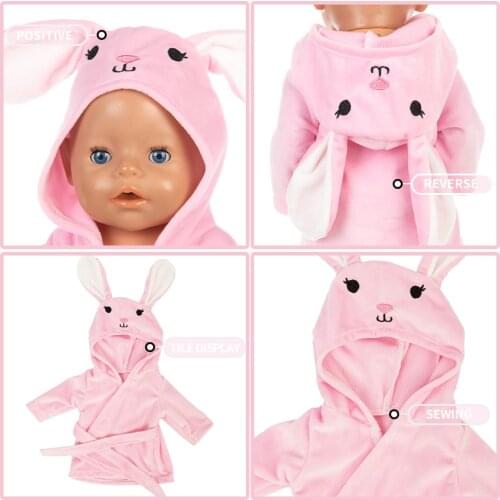 Rabbit Bathrobe Fit 17inch 43cm Doll Clothes Born Baby Suit For Baby Birthday Festival Gift