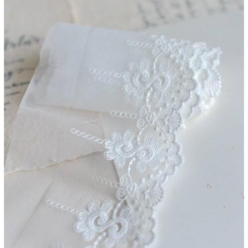 20Meters White Cotton Embroidery Lace Fabric Trim For Bra Lingerie Underwear Dolls Wedding Dress Ribbon 11cm Width