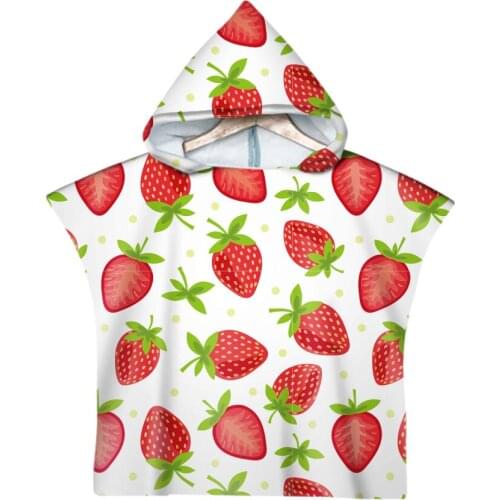 Free shipping Fruit Pineapple Watermelon Blueberry Strawberry Lemon Baby Kids Hooded Pool Swim Beach Poncho Towel Novelty Gift