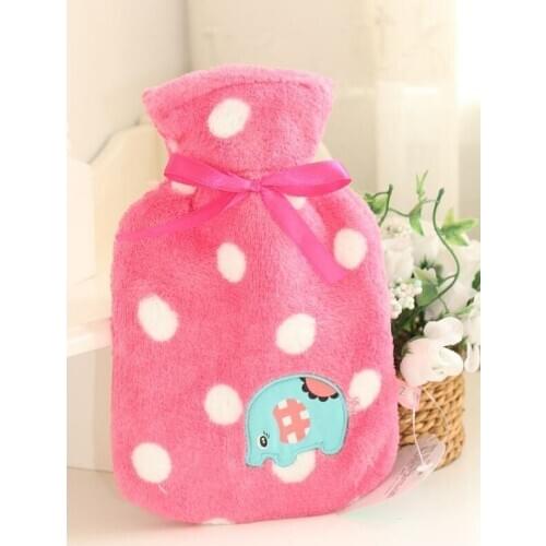 Free shipping Dot cartoon hot water bag Cute plush elephants water filling rubber hot water bag