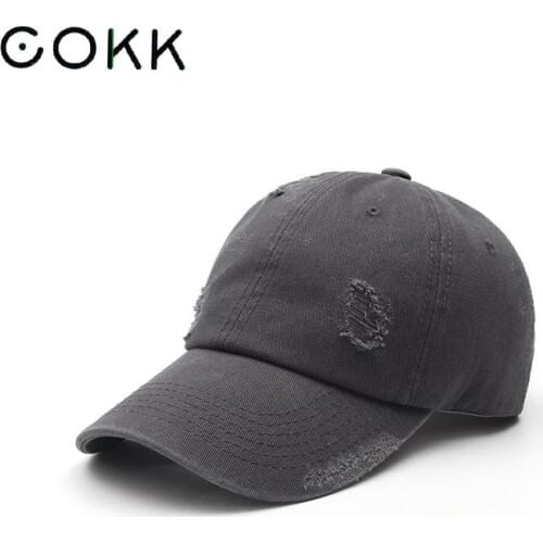 COKK Baseball Cap Men Women Unisex Snapback Soft Cotton Hole Washed Sunscreen Hip Hop Cap Casual Gorro Solid Color Spring Summer