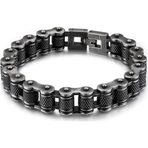 Choose 11mm/ 13mm 23cm(9 inch) Vintage Stainless steel biker casting Link chain bangle Motorcycle bracelet for mens Gifts