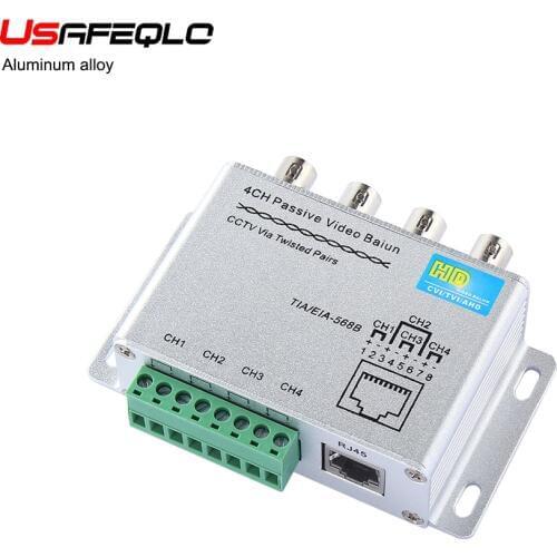 Aluminum alloy 4 Channel Active Passive Video Balun Rohs Transmitter Receiver 4CH UTP Cat5 RJ45 Support HDCVI/AHD/TVI Camera