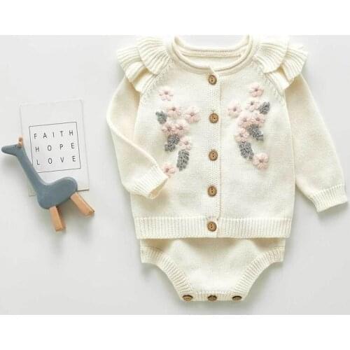 Baby Sweater Fashion Petals collar Knitted Cardigan Jacket Baby Sweater Coat Girls Cardigan Girls Autumn Winter Sweaters Clothes