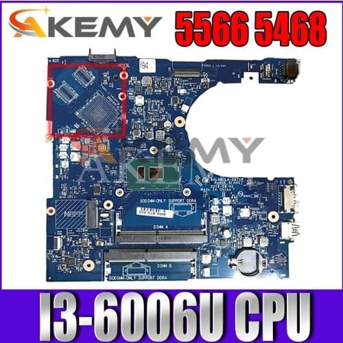 For Dell inspiron 14 5468 5468D 5566 Laptop Motherboard BAL60 LA-D871P KCKCP 0KCKCP CN-0KCKCP SR2UW i3-6006U 100% working