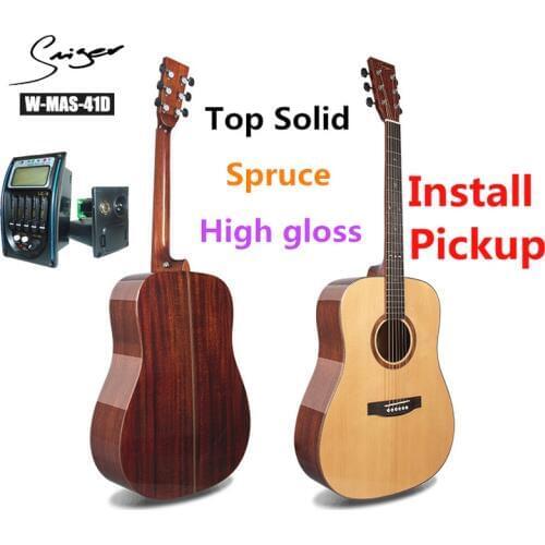 Guitar Solid Spruce Acoustic Electric Steel-String 41 Inches D-Body Guitarra 6 Strings Folk Pop Cutaway Guitars Pickup Mahogany