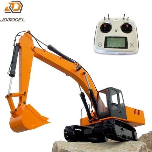 JDM 1/12 Assembled Hydraulic RC Excavator Model With Pump Tracks Light Radio Painted Yellow TH18484-SMT5