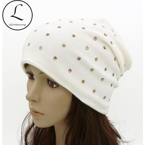GZHILOVINGL Spring Winter Hip Hop Cotton Glitter Skullies And Beanies Women 2017 High Fashion Womens Hat Skullies Gorros Cap