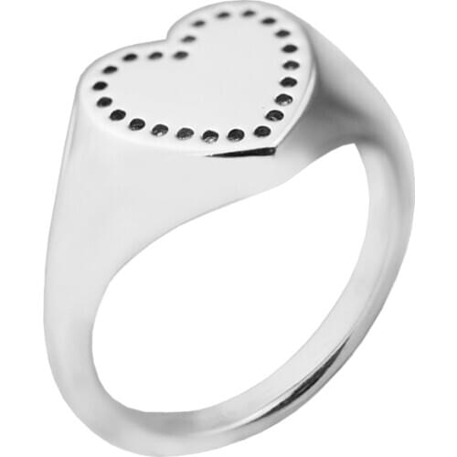 Heart Signet Clear CZ Ring 925 Sterling Silver Jewelry Rings For Woman DIY Jewelry Making engagement ring