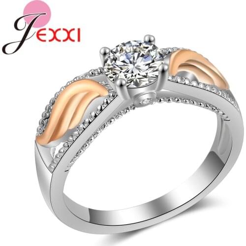 New Arrival Trendy Charming 925 Sterling Silver Four Prong Rhinestones Inlaid Lovers Ring For Women Fast Shipping