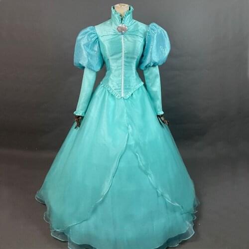 Mermaid Princess Ariel Cosplay Costume Adult Women Role-playing Winter Long Sleeves Party Dress Halloween Carnival Ball Gown