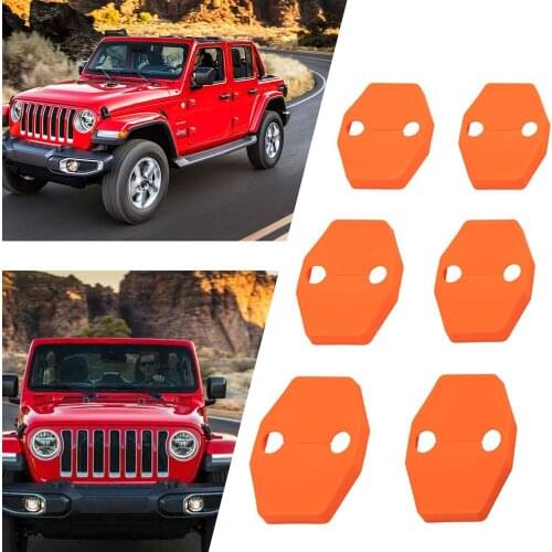 Chuang Qian 6x Door Lock Cover Buckle Decor Trim for 2018-2021 Jeep Wrangler JL JT Orange