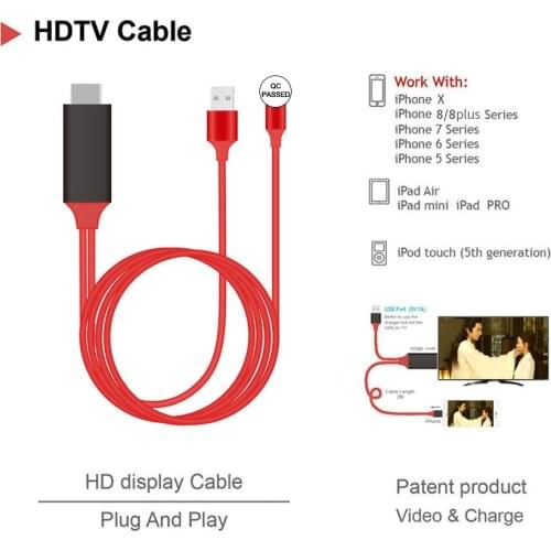 L7 TV Stick Dongle HDMI-compatible Video Charging Cable Display 1080P Dongle Support Iphone 5s/6/6s/7/7plus Screen to Big TV