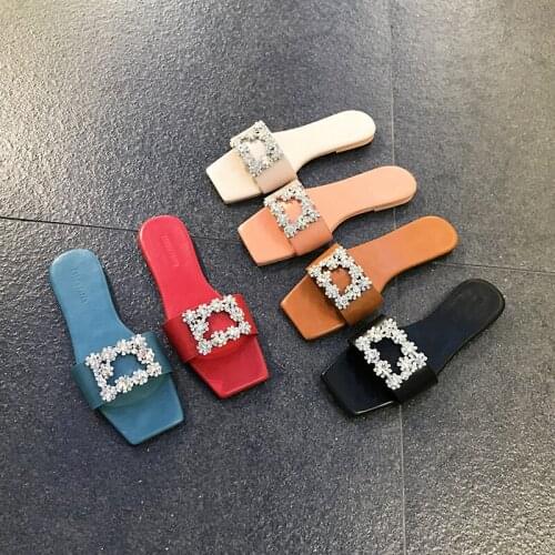 Patent Leather Rivet Beach Slippers Women Summer Casual Open Toe Flat Heel Sandals Woman Comfortable Outdoor Slides Mujer