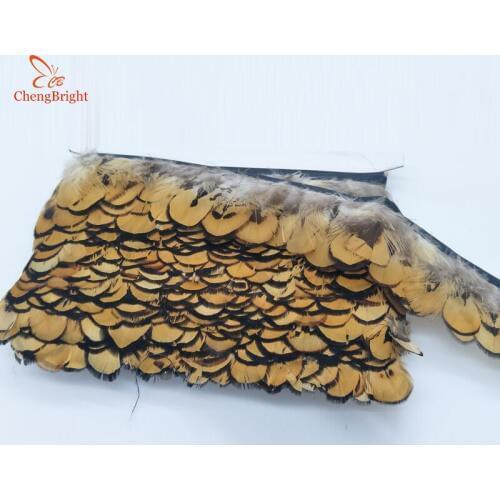 ChengBright Wholesale High Quality 10 Yards Natural Pheasant Feather Ribbon Feathers Trim Fringe Clothing Accessories Wedding L