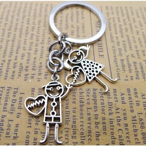Fashion 1 Pair/Set Women GIRL New Couple Key Ring Cartoon Lover Keychain Valentines Gift