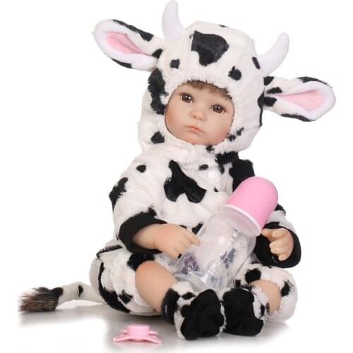 18" Soft silicone reborn baby doll toys lifelike 40cm vinyl reborn babies milk cow clothing bedtime toy birthday gift for girl