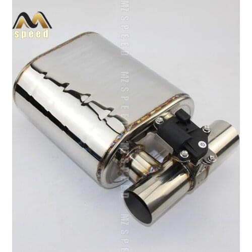 Stainless Steel 2.5" 3" Slant Outlet Tip Inlet Variable Exhaust Muffler Weld With Electrical Exhaust Cutout Electric Control Kit