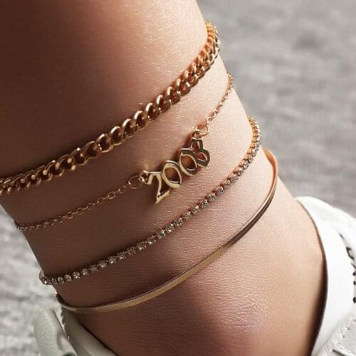 New Arrival Geometric Metal Anklets Womens Casual/Sporty Metal Claw Chains Article 4 The Combination Anklets Jewelry for Girls