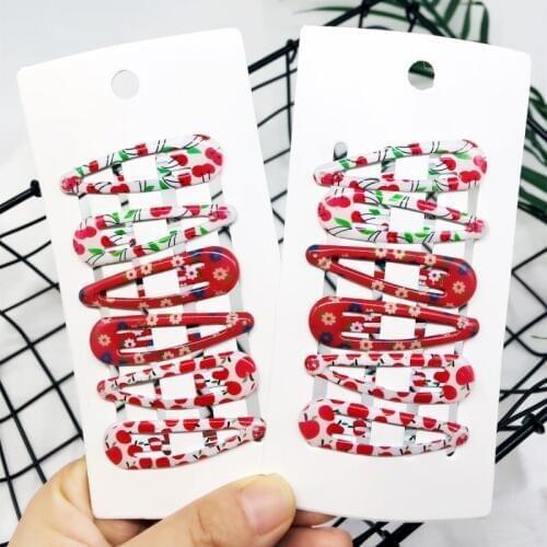 6Pcs/Lot New Arrival Korean Hair Clips Sweet Cherry Flower Kid Hair Accessories Waterdrop Hairpins for Girls Princess Headdress