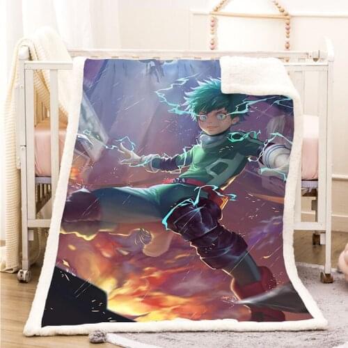 My Hero Academia Funny Character Blanket 3D Print Sherpa Blanket on Bed Home Textiles Dreamlike Style 05