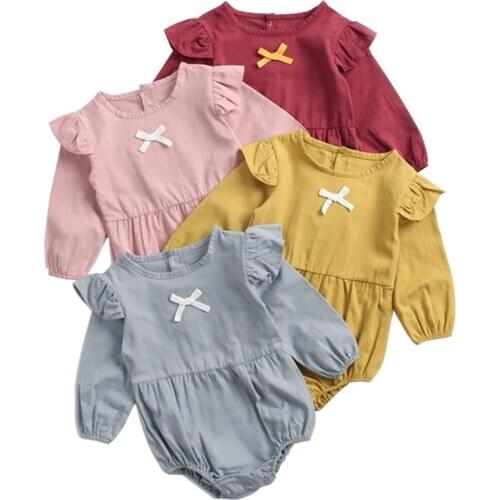 Cotton Infant Toddler Baby Girl Romper Vintage Long Sleeve Neborn Girl Romper Jumpsuit Spring Summer Autumn Baby Girl Clothing