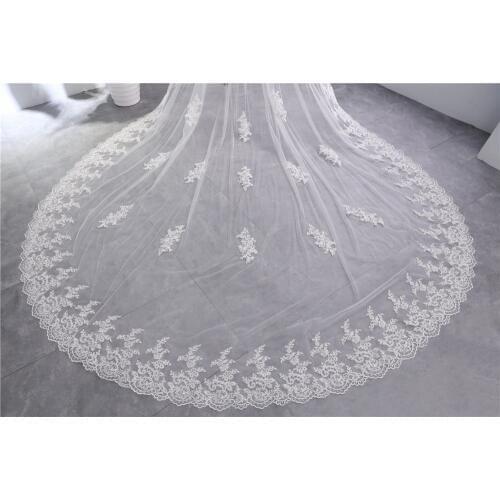ONE LAYER LACE WEDDING VEIL CATHEDRAL LENGTH 3M BRIDAL VEIL WITH COMB
