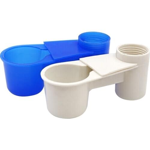 Plastic Bird Drinker Double Mouth Drinker Blue White Drinking Cup Bird Feeding Trough Water Bowl Bird Feeder Drinker Equipments