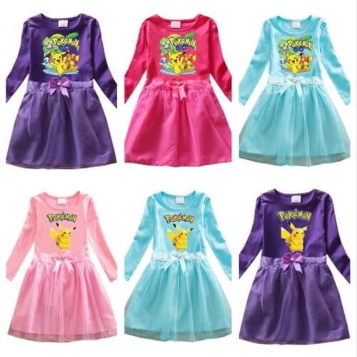 Pokemon Pikachu Girls Dress Wedding Birthday Party Princess Costume Dresse for Girl Dresses Kids Star Dress Children Clothing