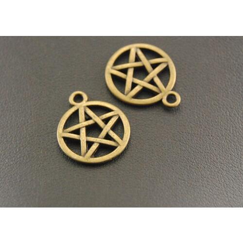 10pcs Bronze/Silver Color Wicca Pentacle star of david Charms Fits Bracelets Jewelry Making A323/A326