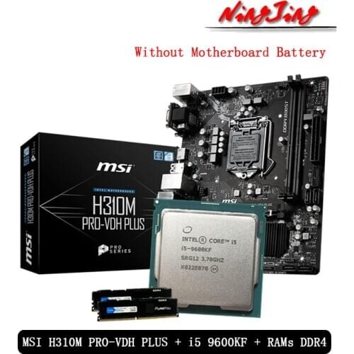 Intel Core i5 9600KF CPU + MSI H310M PRO VDH PLUS Motherboard + Pumeitou DDR4 8G 16G 2666MHz RAMs Suit LGA 1151 Without Cooler