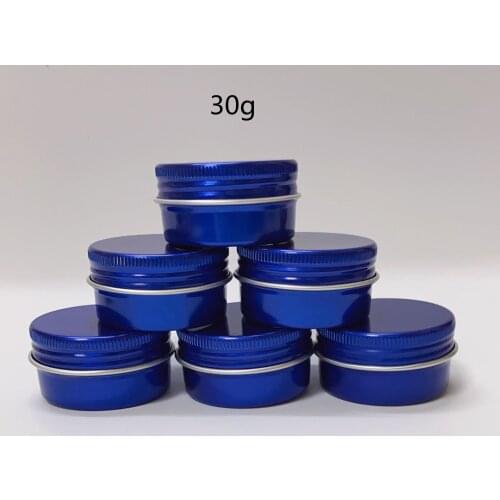 30g Blue Aluminum Tin Jars Metal Empty Storage Box Small Cosmetic Body Lotion Foot Face Eye Cream Lip Balm Packaging Bottles