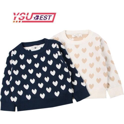 1-7Yrs Boys Sweaters Kids Clothing New Girls Sweaters Love Pattern Sweater Boys Long Sleeve Cotton Girls Knitwear Boys Pullover