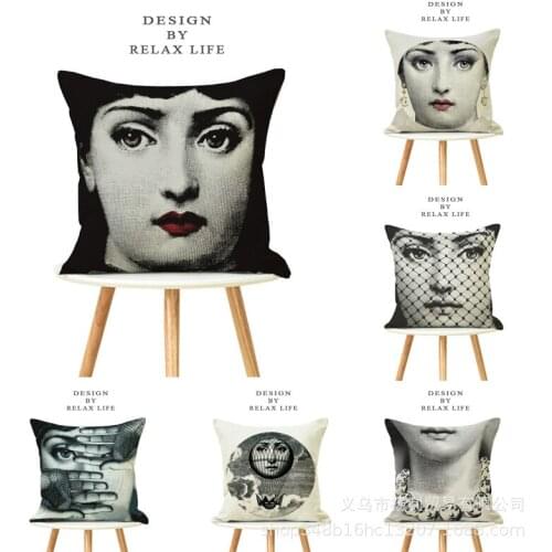 Vernasedi Character Pillow European Classic Linen Printed Pillowcase Cushion Cover Home Decoration Pillow Case 2021