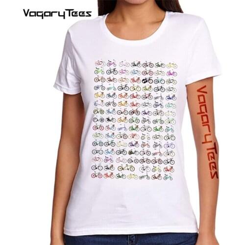 Vintage Collection Of Bicycles T-Shirt Fashion Women Short Sleeve Old Bikes Print White Casual Tops Hip Hop Gril Tee shirt