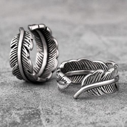 Vintage Eagle Bird Feather Stainless Steel Mens Rings Punk Amulet For Male Boyfriend Biker Jewelry Creativity Gift Wholesale