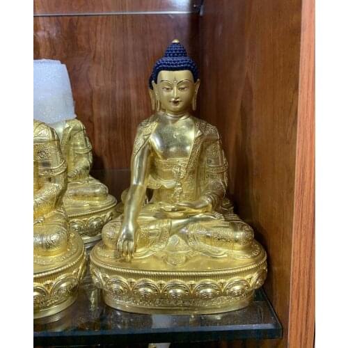 High-grade gold gilding Buddha brass statue HOME family effective protection gilding Mitukpa Vajra Tathagata Buddha brass statue