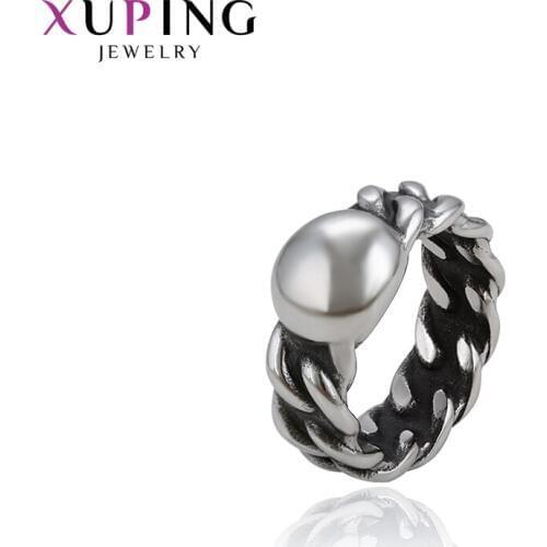 Xuping European Style Ring New Arrival Jewelry Trendy Black Striped for Men Valentines Day Gifts 15891