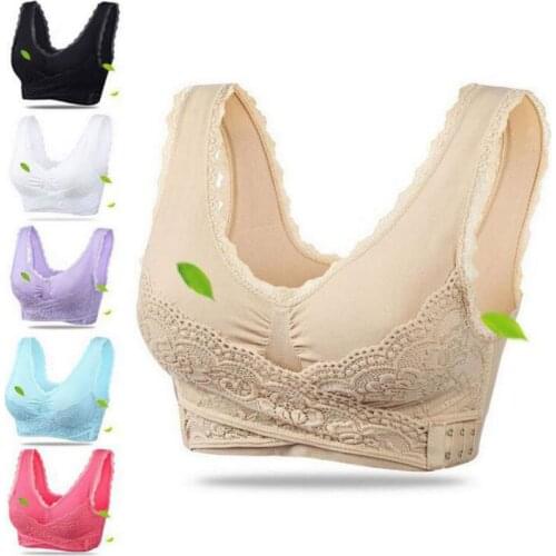 Plus Size Sexy Lace Bralette Solid Cross Side Buckle Bra Brassiere Wireless Push Up Bras for Women Lingerie Sleep Underwear