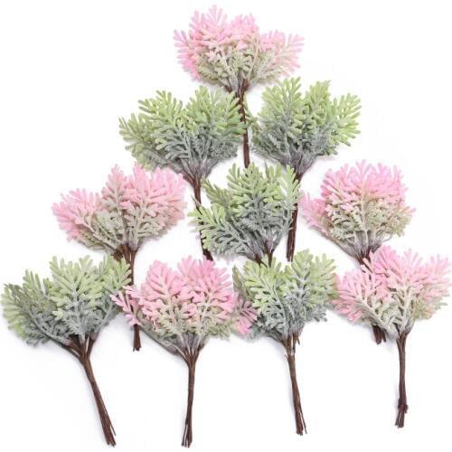 10/20pcs Mini Artificial Leaf Twig Ornaments Fake Plant Flowers Bouquet DIY Hand Wedding Christmas Decoration Garland Crafts