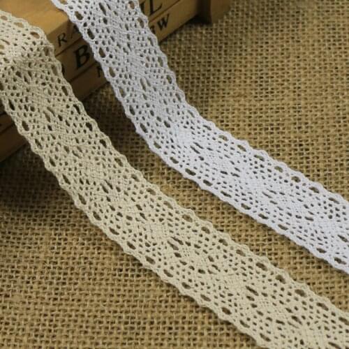 10/20/30/40/50 Yards 2.6CM Width Lace Ribbon Trim White Beige Water Soluble Sewing Trimming Fabric Headdress DIY Clothing Lace