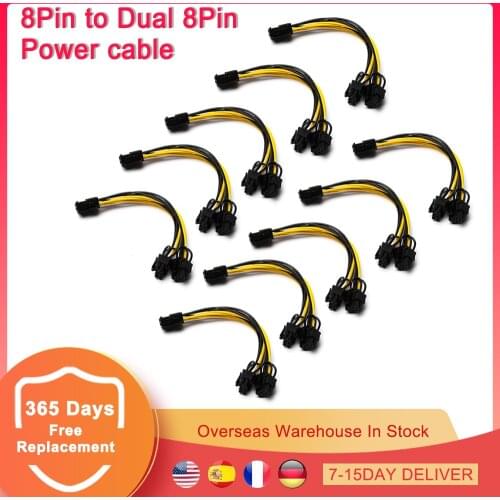 10pcs 20cm 8-pin Pin to Dual PCIE 6+2 Pin Graphics Card Power Cable Splitter 8 Pin to Dual 8 Pin for BTC ETH GPU Mining Miner