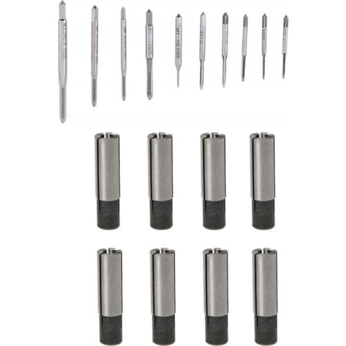 10Pcs HSS M1-M3.5 Mini Tap Drill Bit & 8 Pcs 1/4 Inch to 1/8 Inch Chuck Driver Adapter Engraving Machine Conversion Kit