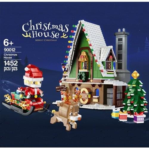 1452pcs Christmas House Building Blocks Creator Romantic Snow Time House Bricks Santa Sleigh Reindeer HighTech Toys For Children